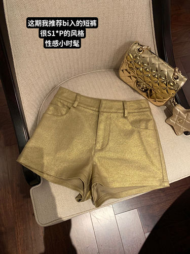 金色超A百搭短裤夏季直筒裤子