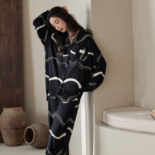 莫代尔棉睡衣女士春秋季时尚高级感宽松可外穿长袖长裤家居服套装