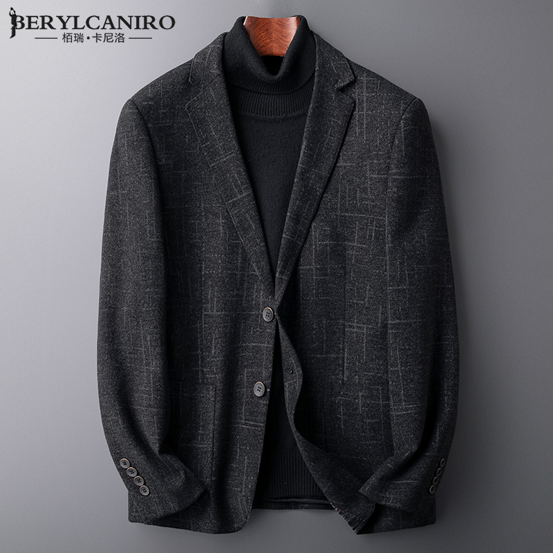 秋季新款男士休闲西装外套韩版修身时尚商务格子小西服单件上衣潮