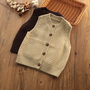 韩版童装女童毛衣背心圆领秋冬新款洋气儿童针织马甲外穿坎肩开衫