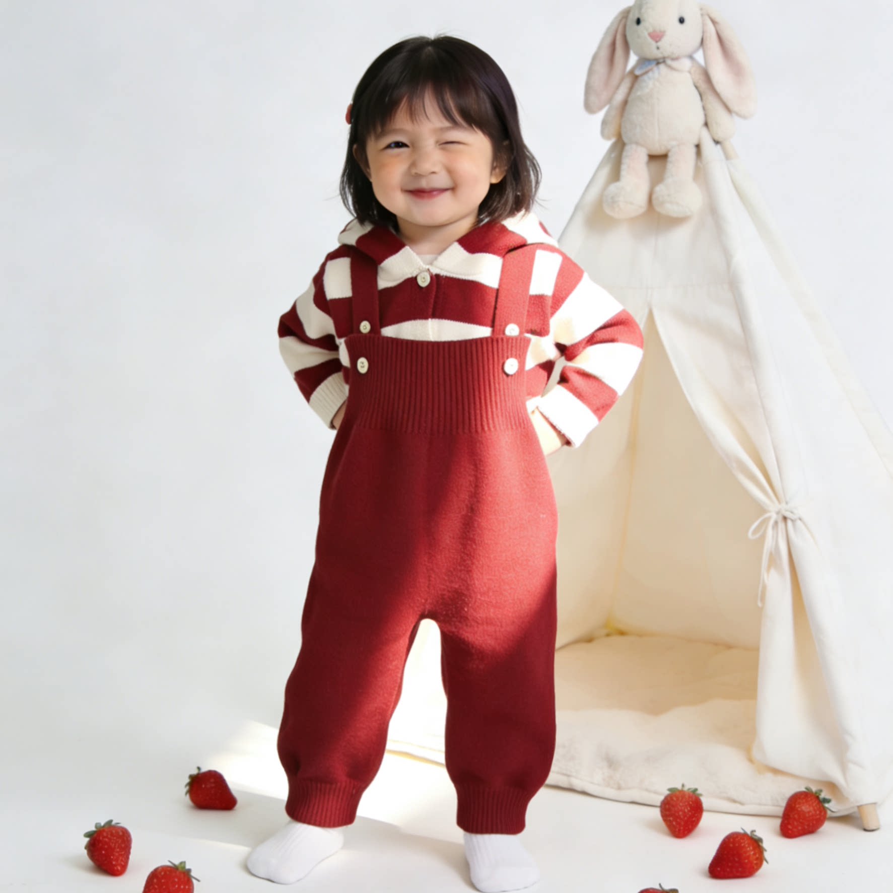 男女宝宝秋冬款圣诞服条纹毛衣针织开衫连帽背带裤周岁外套两件套,童装/婴儿装/亲子装,套装,淘宝优惠券,粉丝福利购,淘宝优惠卷