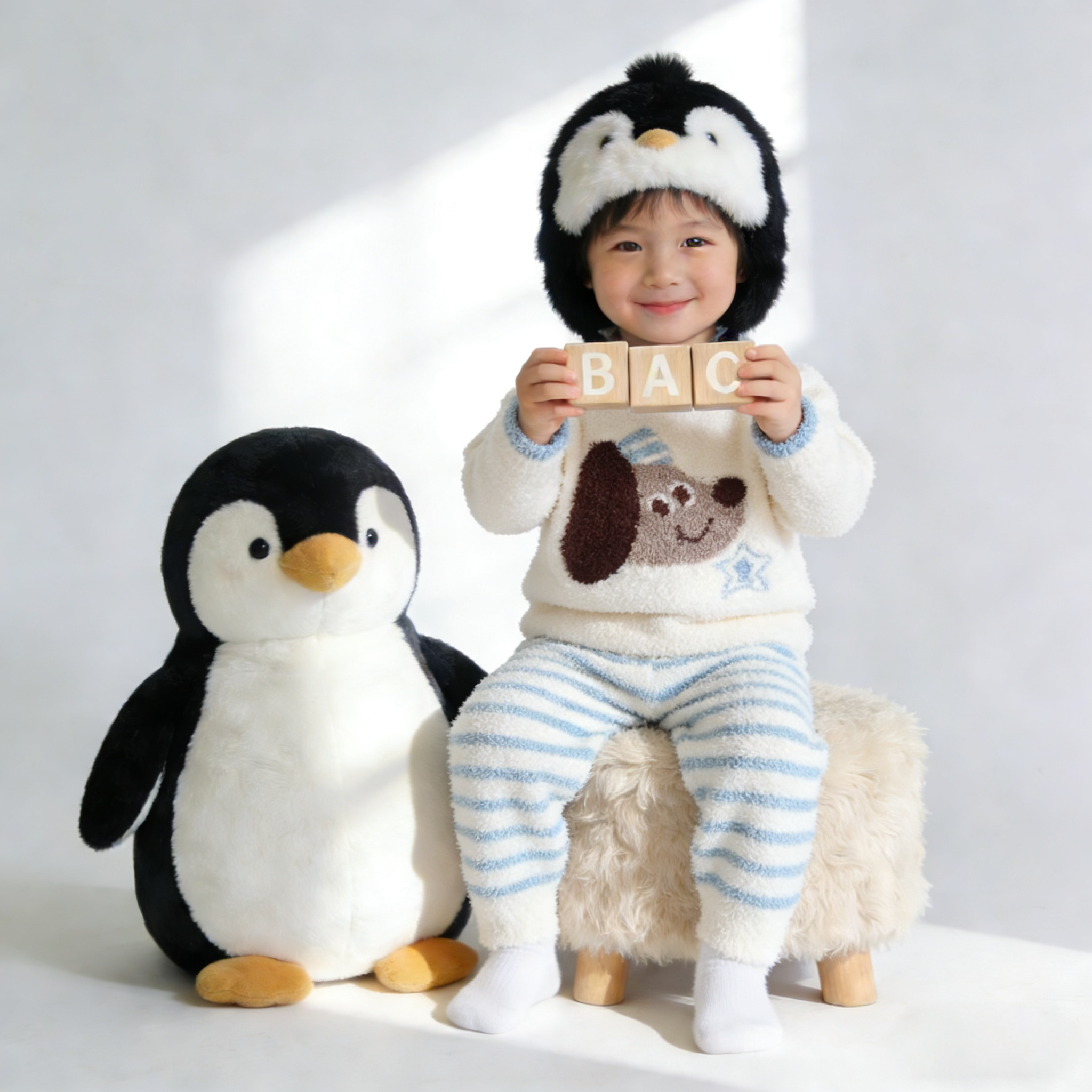 可爱风婴幼儿男女童卡通条纹半边绒家居服套装冬季保暖两件套睡衣,童装/婴儿装/亲子装,套装,淘宝优惠券,粉丝福利购,淘宝优惠卷