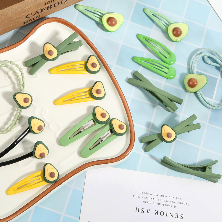 韩版可爱风牛油果绿边夹橡皮筋