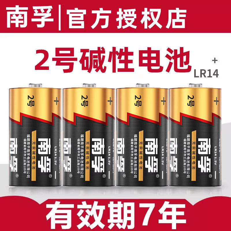 南孚2号碱性电池中二号C型LR14适用面包超人花洒费雪摇椅R14