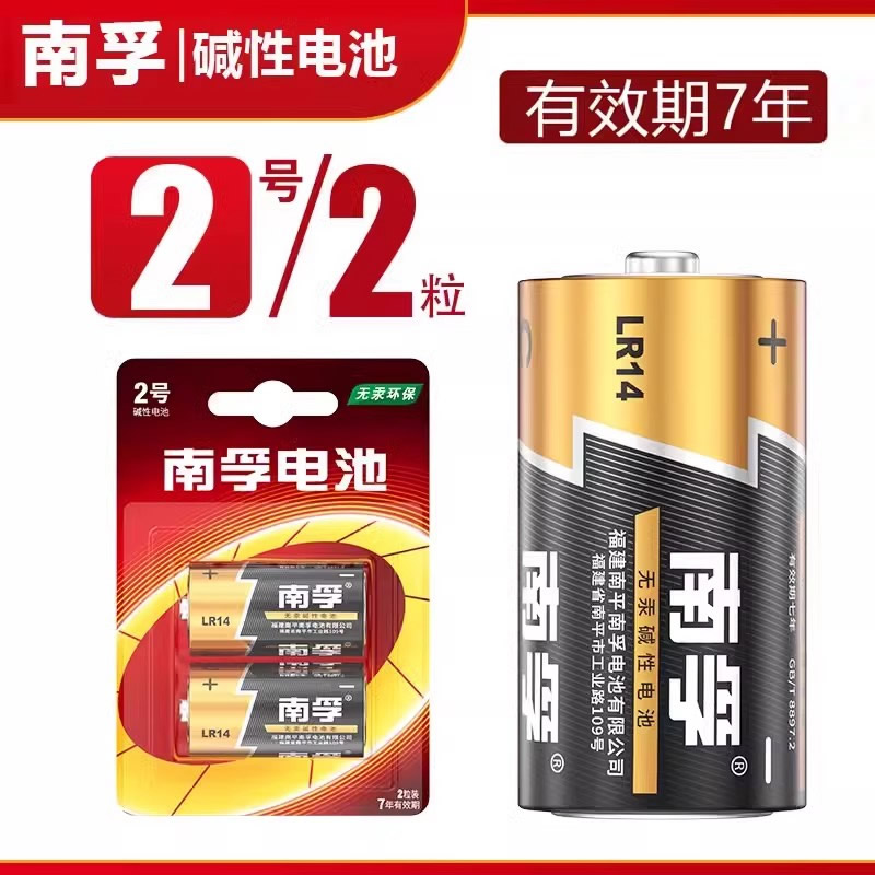 南孚电池2号碱性二号中号玩具C型