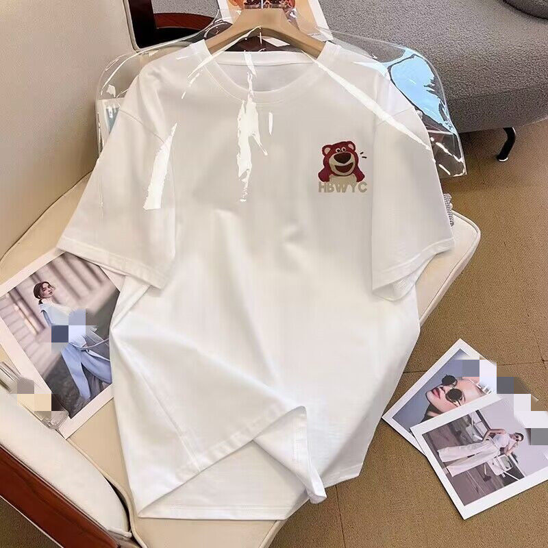 短袖t恤女夏季纯棉韩版宽松圆领洋气印花百搭原宿风上衣潮流女装