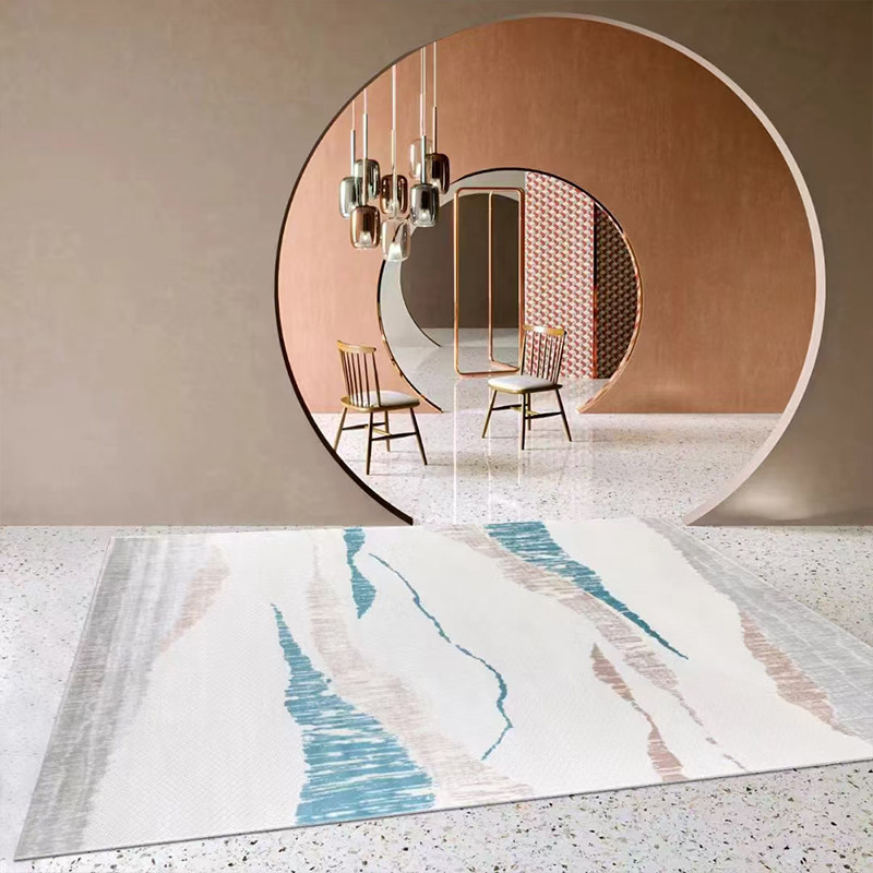 北欧现代简约抽象轻奢客厅玄关沙发茶几卧室床尾书房门厅机织地毯