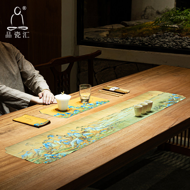防水茶席套装主客干泡席茶巾一体茶道零配套组茶桌旗中式茶台布垫