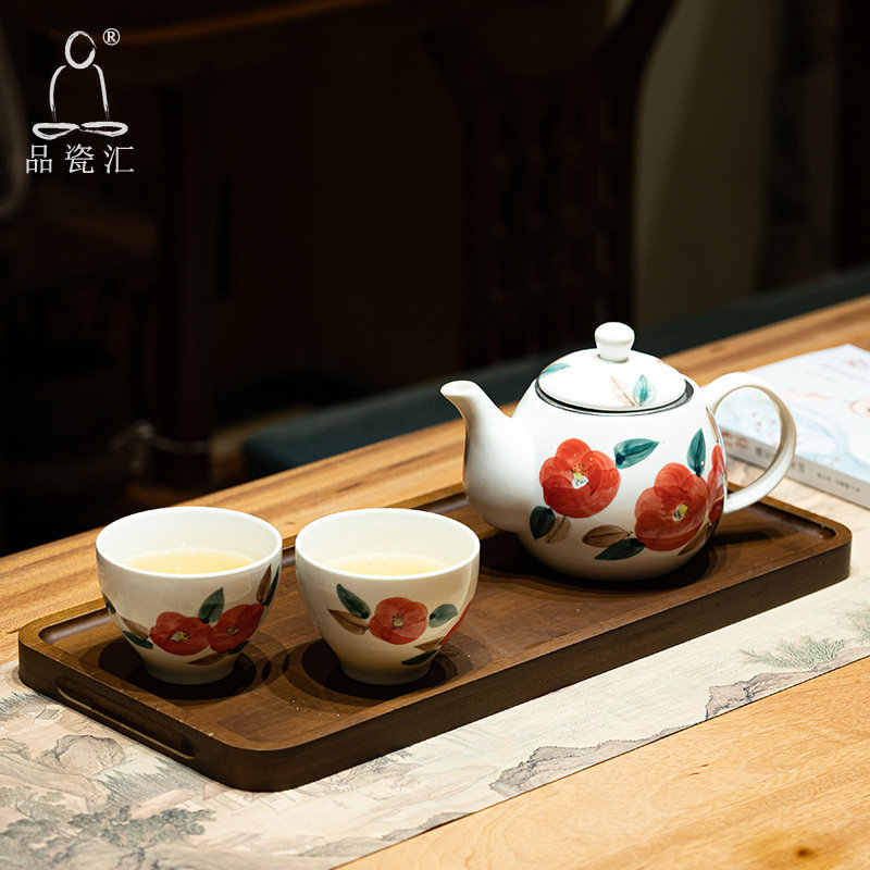 品瓷汇日式花草茶具套装一壶二杯陶瓷家用简约釉下彩手绘茶壶茶杯在类目 餐饮具, 茶具, 功夫茶具中 - 来自Buy2taobao.com提供专业的淘宝代购服务