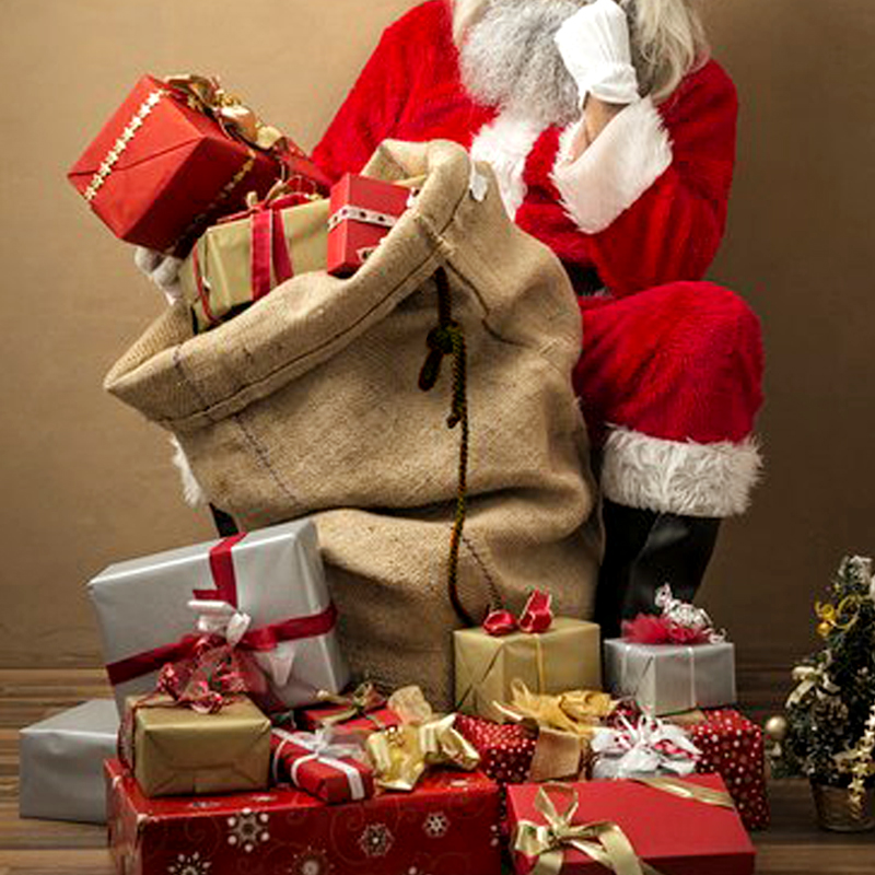 圣诞老公公的礼物袋大容量圣诞节装礼物特大红布袋超大个黄麻布袋