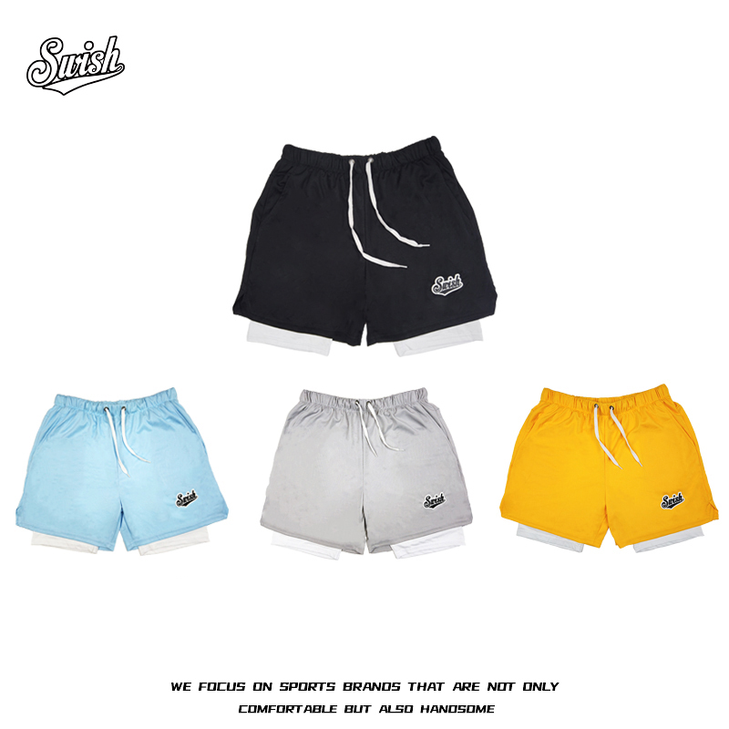 Swish假两件美式篮球短裤不过膝