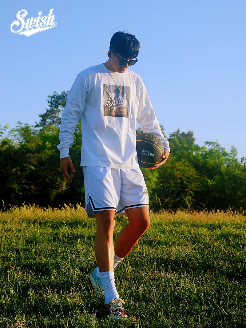 Swish日落球场美式长袖t恤纯棉
