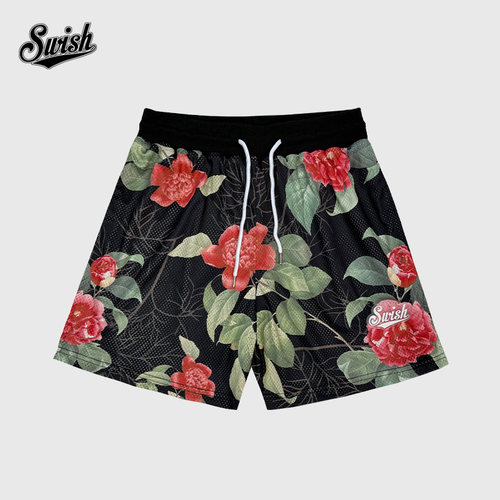 SWISH美式花卉双层网眼短裤