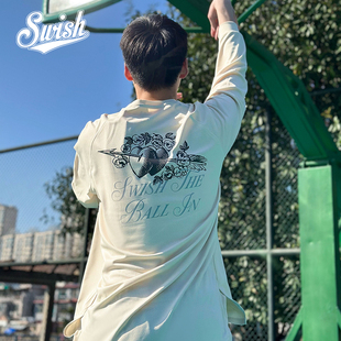 Swish投篮服爱心印记美式 t恤男宽松运动速干训练 篮球长袖