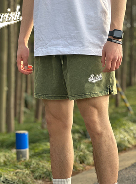 Swish不过膝美式做旧水洗短裤篮球男夏季宽松三分裤健身运动裤