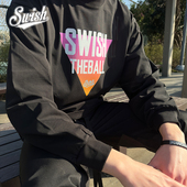 Swish 运动上衣 投篮服男春秋季 BALL圆领基础印花美式 篮球纯棉长袖