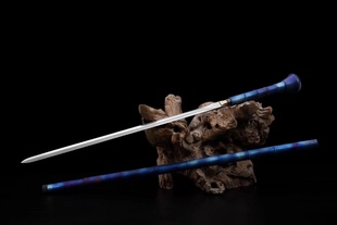 龙泉手工制作钛合金手杖剑百炼钢剑身未开刃