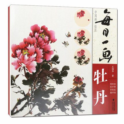 每日一画 牡丹 中国画技法国画入门基础教程书写意水墨画花鸟册页 工笔画花卉技法画法大全集教材 国画初学者画花卉蔬果技巧书籍