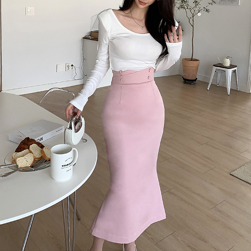 高腰包臀鱼尾裙中长款纯欲风