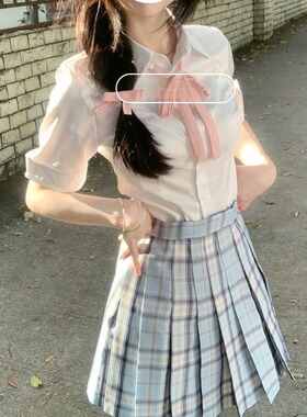 胖MM大码日系Jk制服衬衫夏季新款收腰辣妹短袖衬衣白色别致上衣女