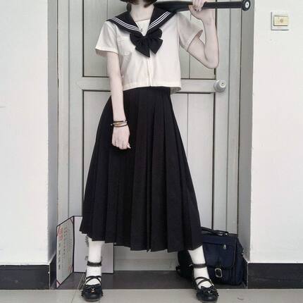 胖MM200斤特大码基础款jk制服短袖不良长裙学院风学生校服套装
