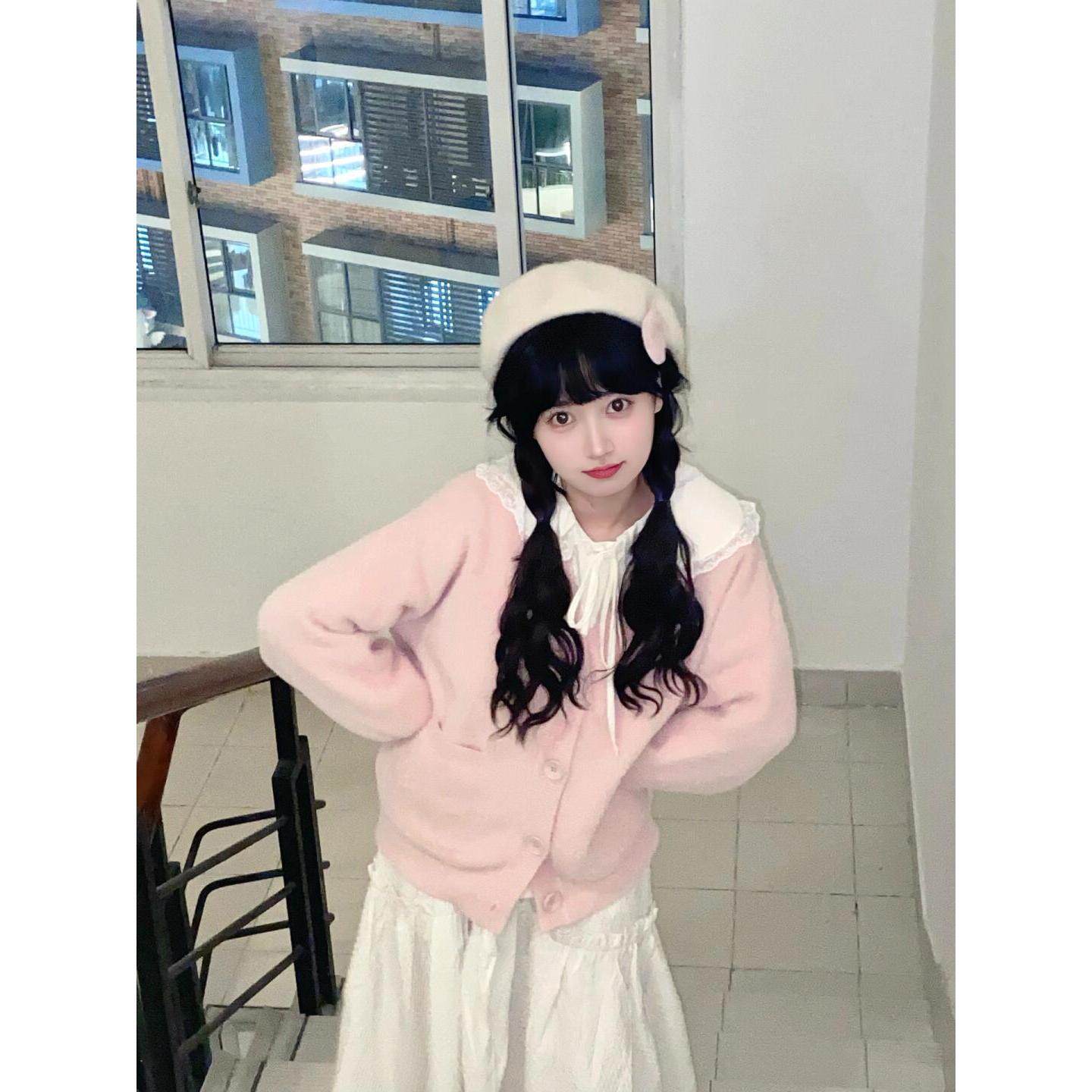 胖MM大码温柔系炸街奶乖套装秋冬粉色毛衣外套娃娃领连衣裙两件套,女装/女士精品,时尚套装,淘宝优惠券,粉丝福利购,淘宝优惠卷