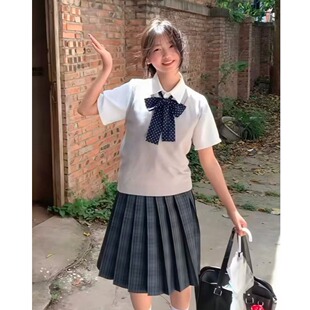 胖MM大码学生日系V领针织背心校供感百搭原创海苔中裙JK制服新款