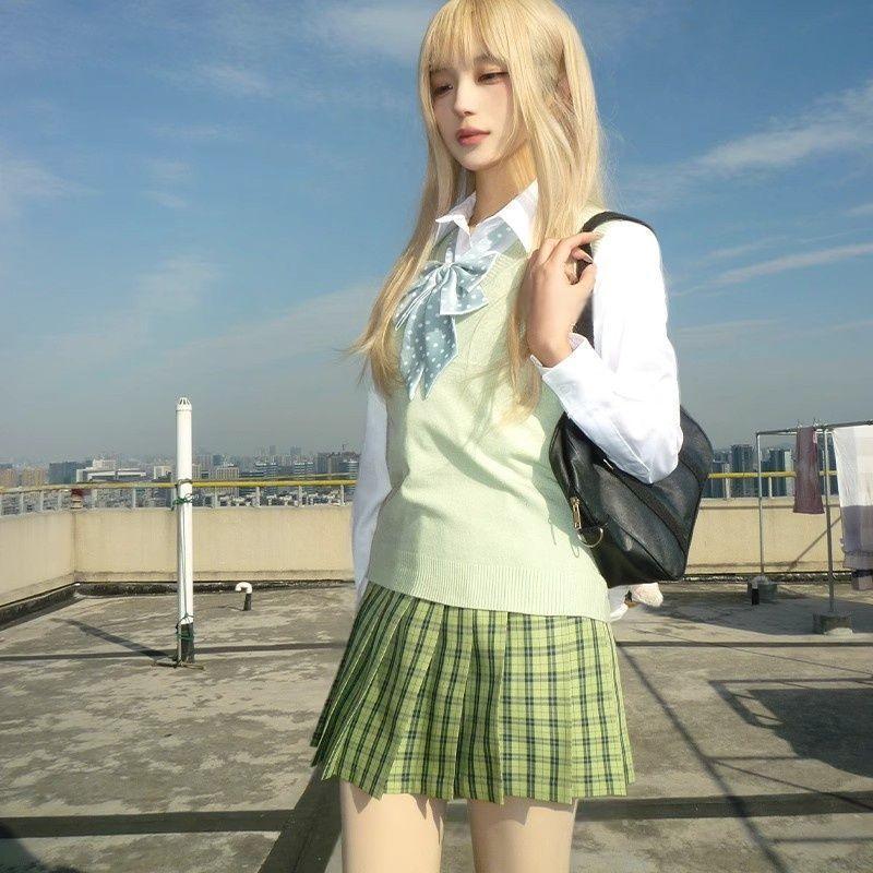 胖MM大码【小青梅】JK制服日系夏季新款格裙校供感学生半身百褶裙