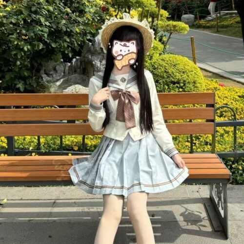 胖MM大码套装水手中间服2025新款薄荷长短袖衬衫百搭JK裙一整套女