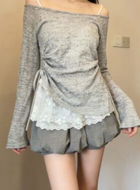 胖MM大码韩系防晒罩衫夏日穿搭一字领T恤蕾丝吊带短裙三件套装女