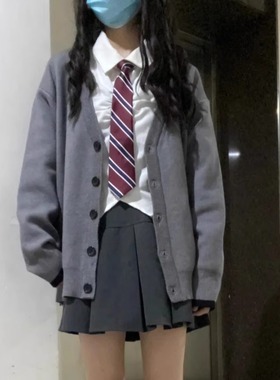 胖MM200斤特大码灰色针织开衫毛衣中长款宽松慵懒风加厚外套上衣