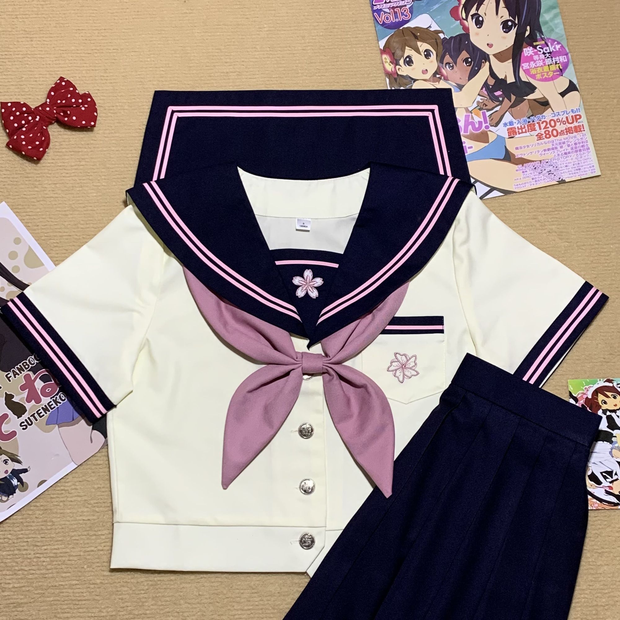 胖MM大码【小野中】水手服jk制服长短袖日系夏秋基础款学院风套装