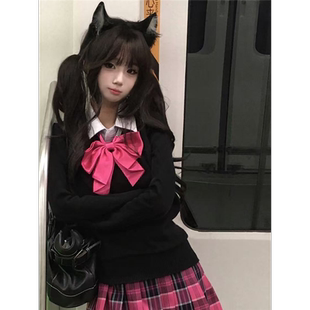 胖MM200斤特大码学院风JK制服针织衫毛衣衬衫百褶半身裙秋冬套装