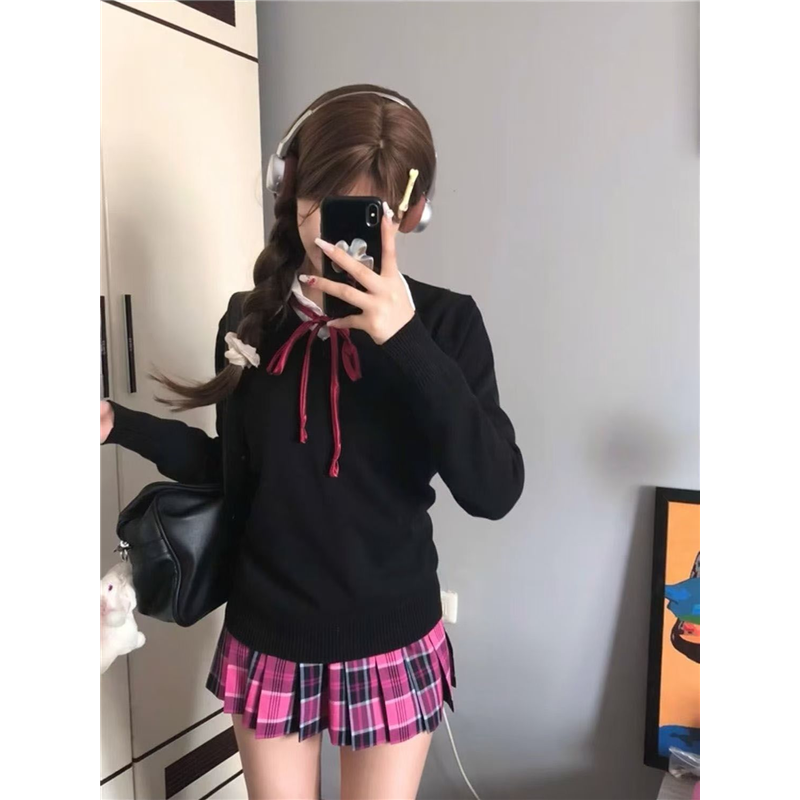胖MM200斤特大码JK制服女针织衫毛衣上衣秋冬学院风小玫格裙短裙
