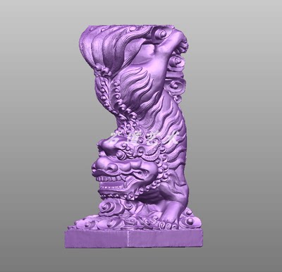 倒狮子门墩圆雕图stl文件三维立体电脑雕刻机精雕图3d扫描模型图
