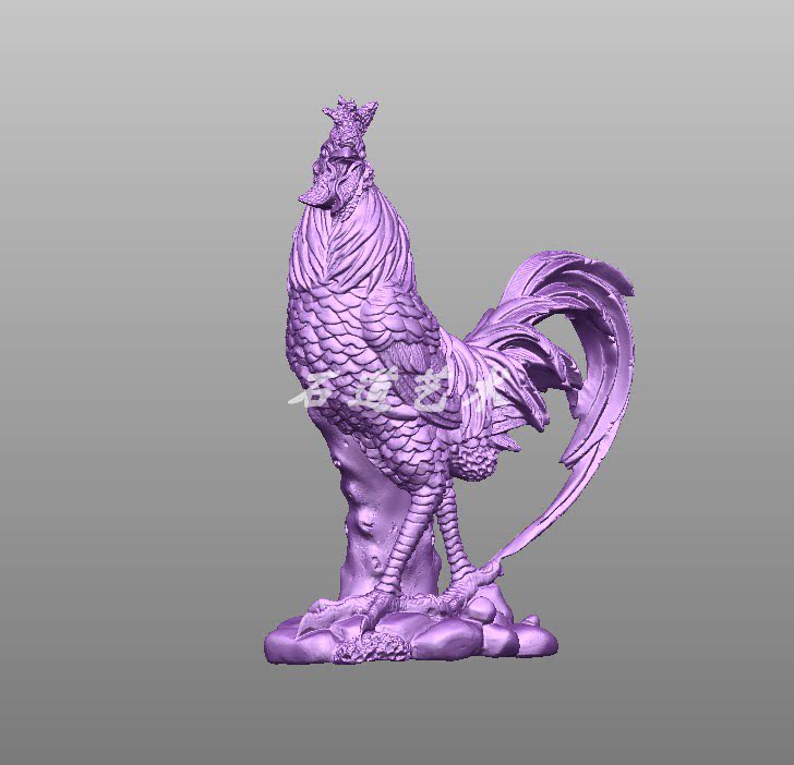 站立公鸡雕刻机用圆雕图3d三维立体雕刻图stl文件图出路径圆雕图