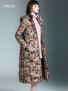 休闲连帽保暖长款 新款 外套 清仓羽绒服女2023女装 OIBEE反季