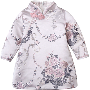 木本尚女童汉服旗袍裙2026新款宝宝拜年服刺绣款过年衣服夹棉加厚