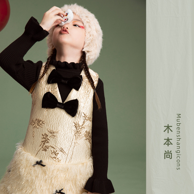 木本尚女童秋冬连衣裙2026新款宝宝公主裙圣诞节礼物夹棉加厚裙子