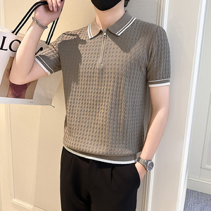 A135-6129 男士PL领春夏秋针织短袖 冰丝短袖 P55控78图片