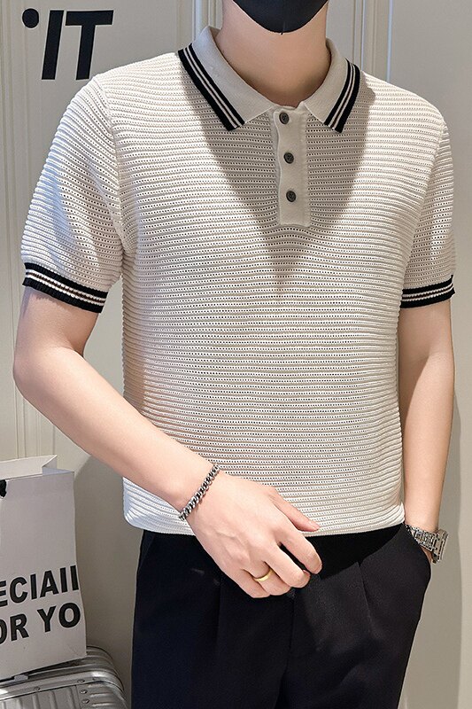 A135-6183男士PL领春夏秋针织短袖冰丝短袖P58控85,男装T恤,电商A135（原星座819）