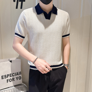 A135-6131 男士PL领春夏秋针织短袖 冰丝短袖 P55控78图片