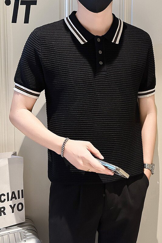 A135-6183男士PL领春夏秋针织短袖冰丝短袖P58控85,男装T恤,电商A135（原星座819）