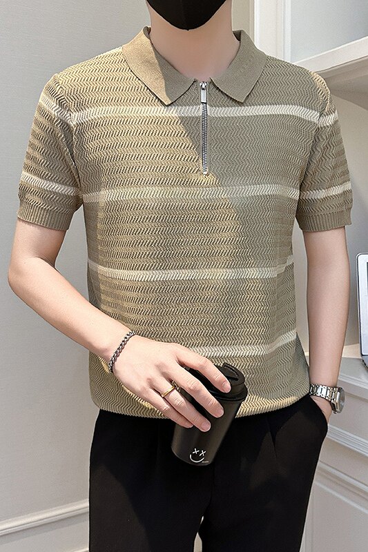 A135-6182男士PL领春夏秋针织短袖冰丝短袖P55控78,男装T恤,电商A135（原星座819）