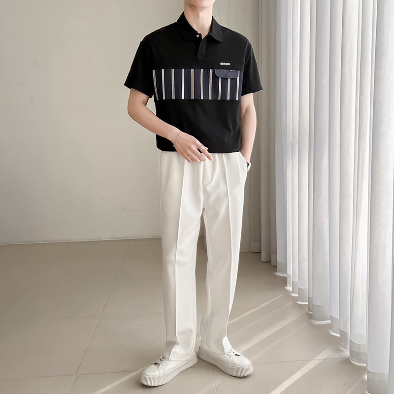 C311-T06夏季男士PL衫个性工艺拼接款P58,男装Polo衫,电商A135（原星座819）