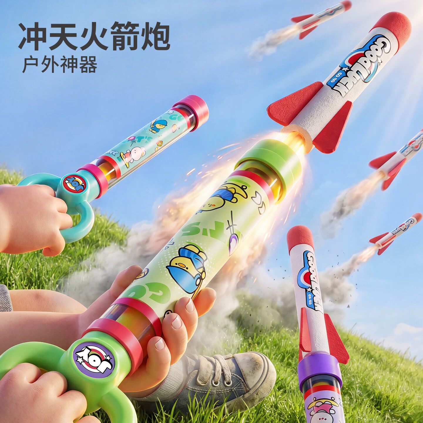儿童户外脚踩冲天小飞箭泡沫飞机