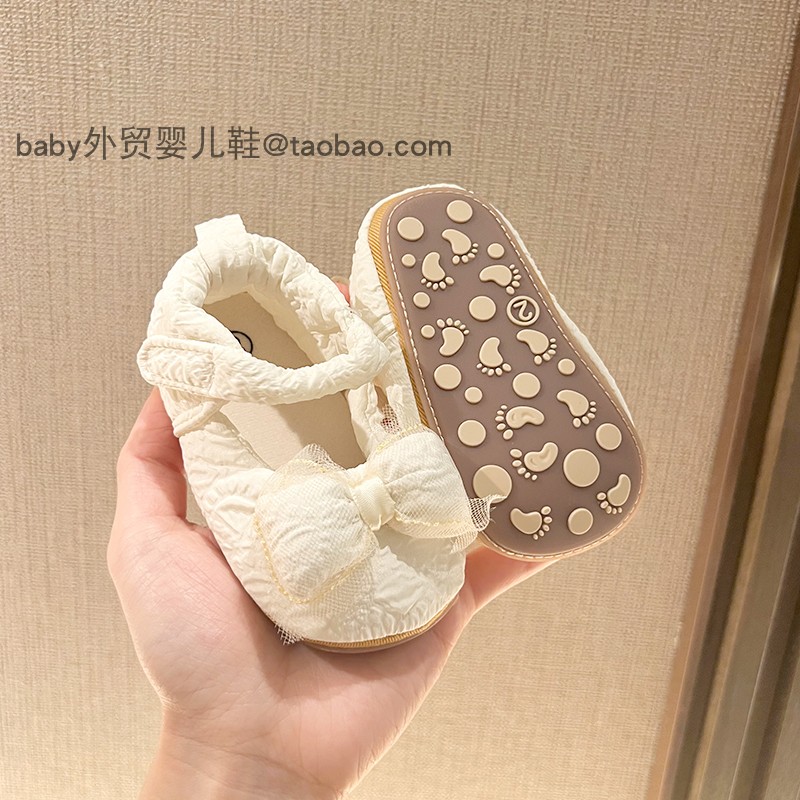 婴儿蝴蝶结软胶底女宝宝公主鞋
