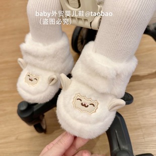 冬天新款 1岁婴儿鞋 12个月宝宝可爱加厚绒防掉学步保暖棉靴