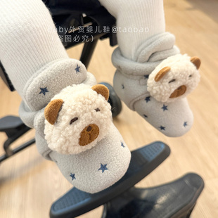 加厚新生婴儿鞋 12个月防掉棉鞋 宝宝软底学步鞋 678九 套保暖3 冬季