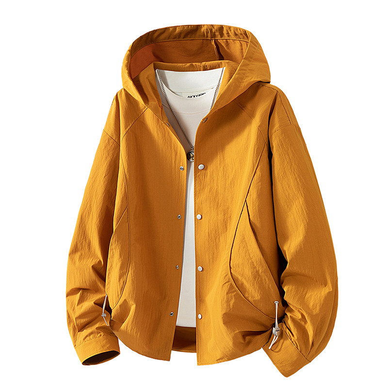 连帽夹克男春季2026新款简约百搭开衫舒适高级感外套男生休闲纯色